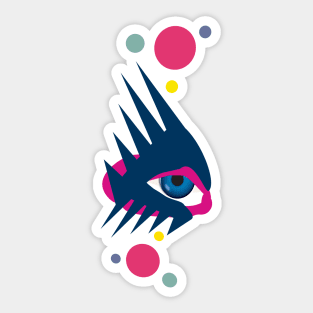 Eye am looking at you! A large blue eye with crimson lids and dark lashes. Or is it a fish? You decide! Sticker